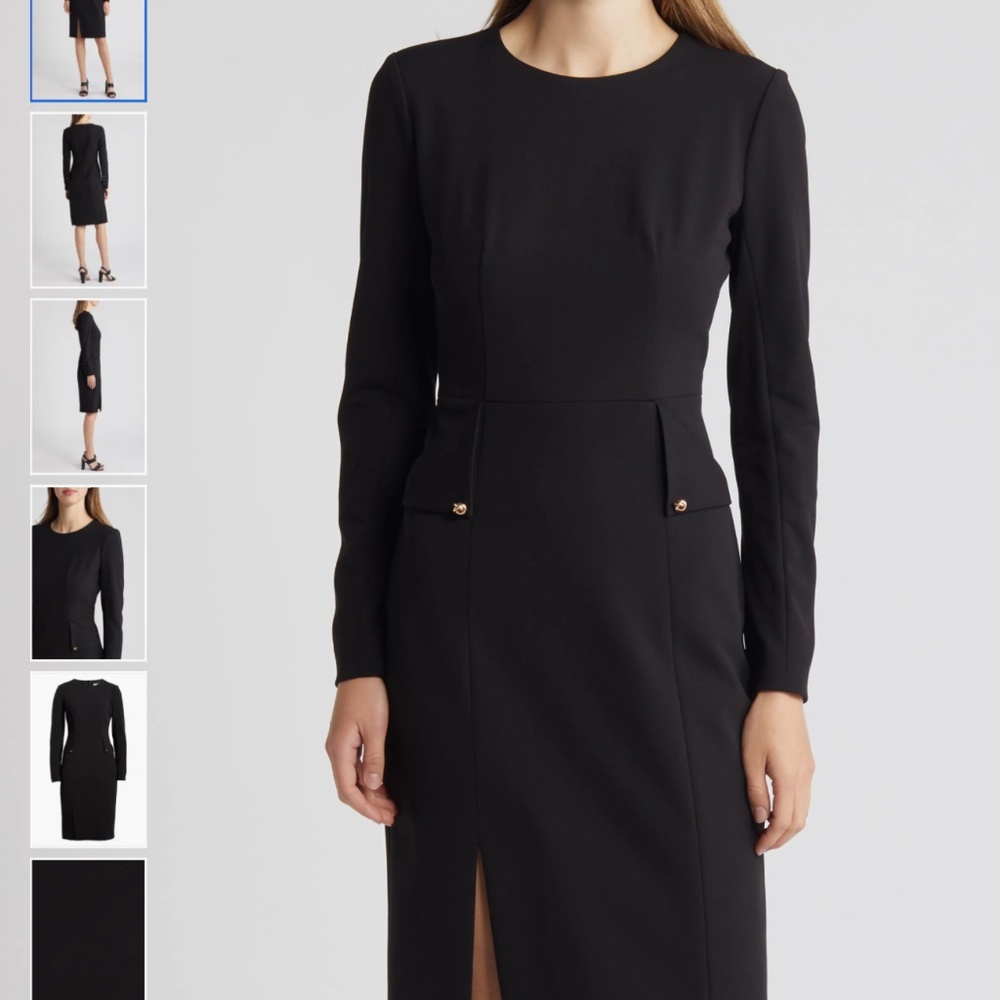 Eliza J Long Sleeve Pocketed Sheath Dress, size 16